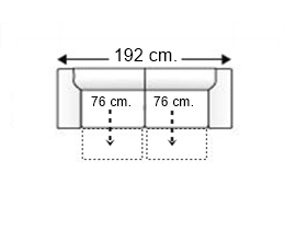 Sofá 3 plazas con 2 asientos deslizantes manual brazos 20 cm.