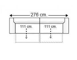 Sofá 4 plazas con 2 asientos deslizantes manual brazos 27 cm.
