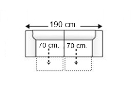 Sofá 2,5 plazas con 2 asientos deslizantes.
