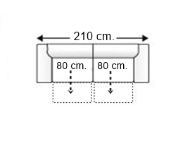 Sofá 3 plazas con 2 asientos deslizantes.