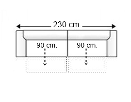 Sofá 3,5 plazas con 2 asientos deslizantes.