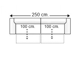 Sofá 4 plazas con 2 asientos deslizantes.