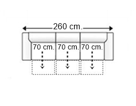 Sofá 4 plazas con 3 asientos deslizantes.