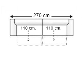 Sofá 4,5 plazas con 2 asientos deslizantes.