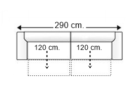 Sofá 5 plazas con 2 asientos deslizantes.