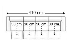 Sofá 7 plazas con 4 asientos deslizantes.