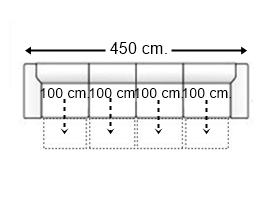 Sofá 8 plazas con 4 asientos deslizantes.